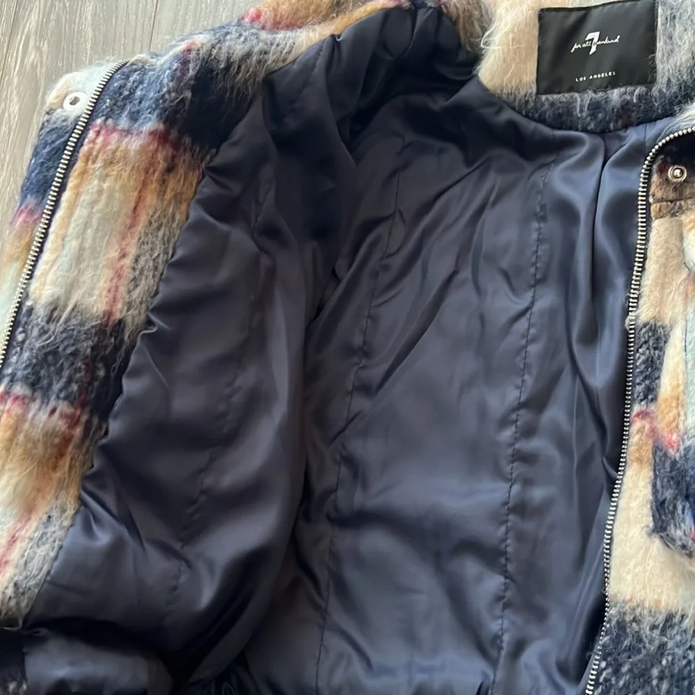 7 For All Mankind Plaid Jacket - Black, Cream, Tan - Picture 4 of 5